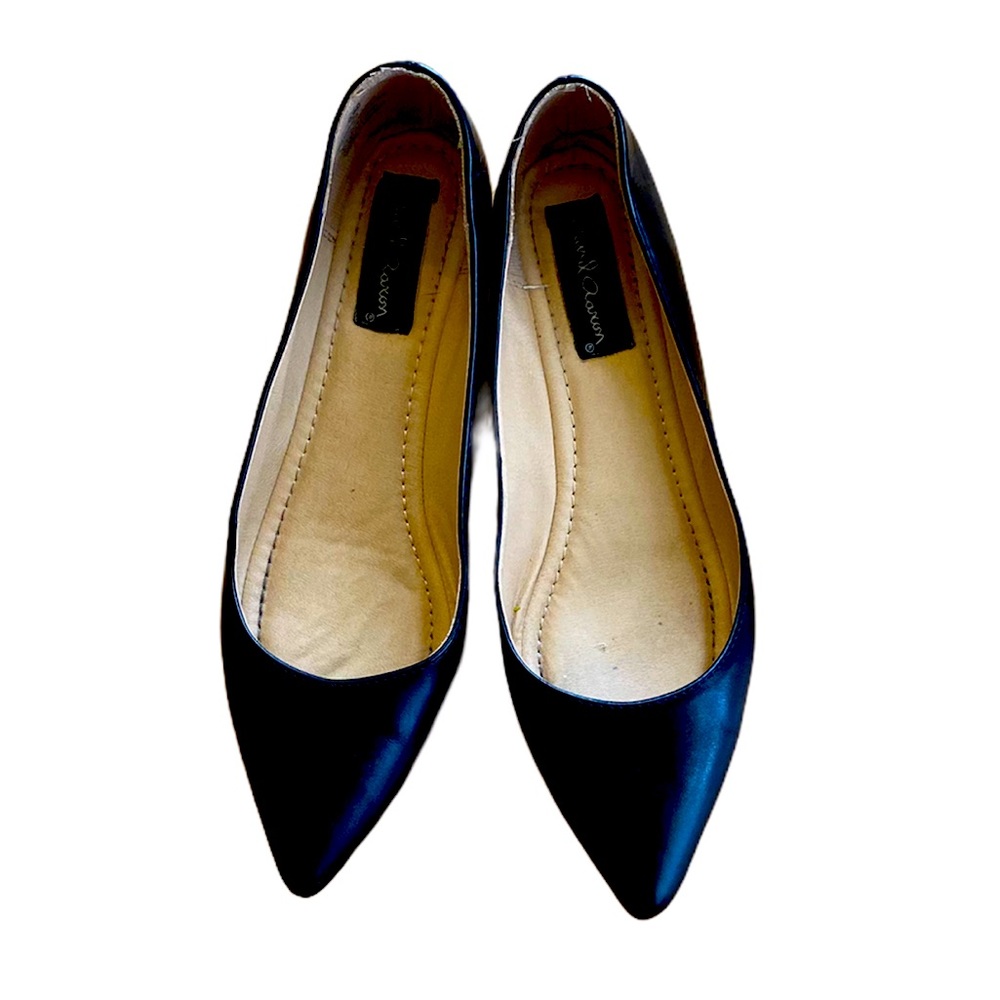 David Aaron Pointed Toe Flat Shoe Black 8.5M